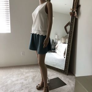 Mini flared teal green flared skirt